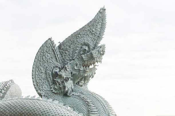Vientiane, Laos: Wat Chan aka Wat Chantabuli - Buddhist temple facing the Mekong river - corner of Fa Ngum and Xieng Ngun streets. Head and hoods of Mucalinda, the King of the Naga serpents, a Buddhist and Hinduist hydra.