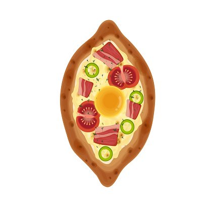Khachapuri vector illustration with delicious toppings