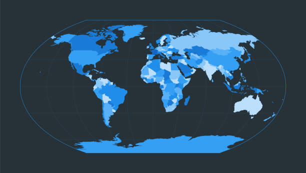 istock World Map. Wagner VI projection. Futuristic world illustration for your infographic. Nice blue colors palette. Neat vector illustration. 2049648722