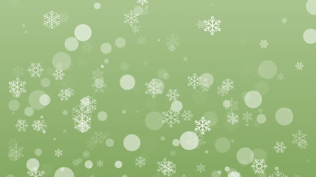 Green Background with Flowers and Snowflakes, Winter Celebration Illustration