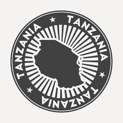 Tanzania round logo. Vintage travel badge with the circular name and map of country, vector illustration. Can be used as insignia, logotype, label, sticker or badge of the Tanzania.