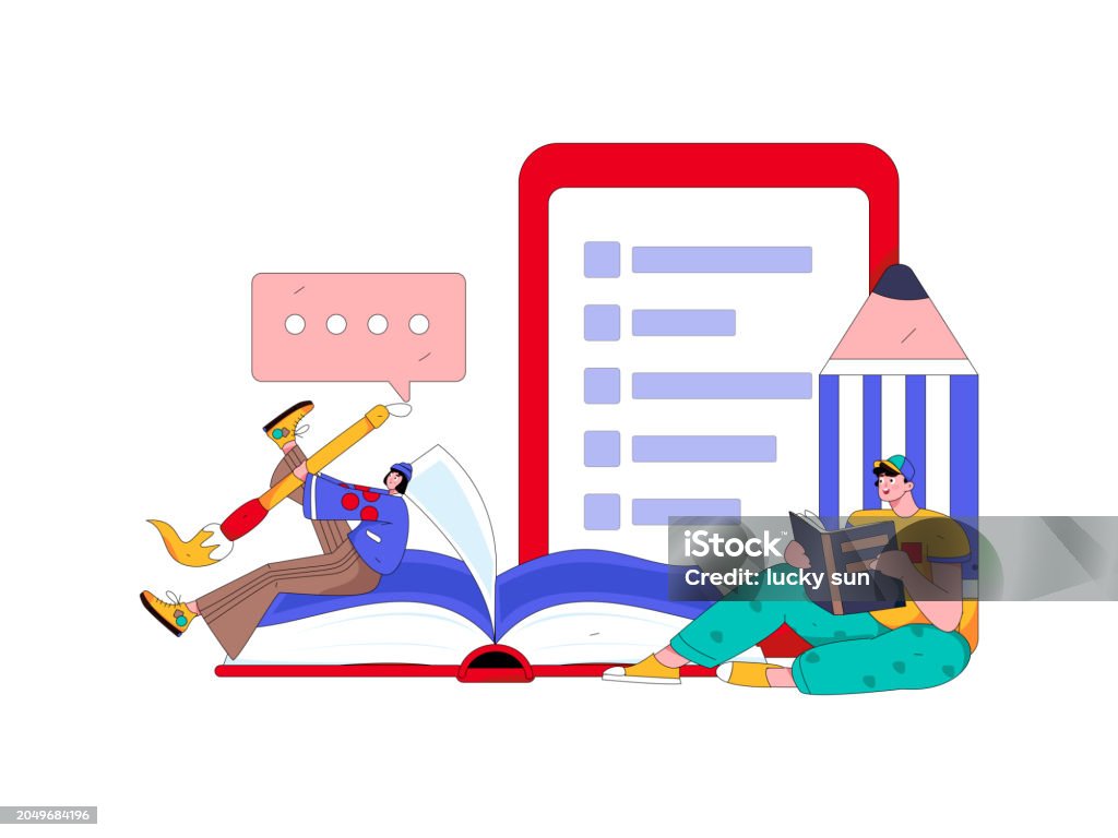 Education And Learning People Flat Vector Concept Hand Drawn ...