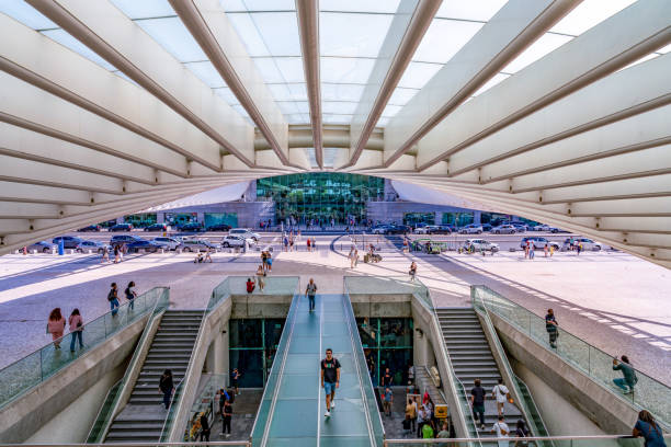 Lisbon, Portugal - October 5, 2023: Lisboa Oriente railway station modern architecture, Portugal.Estação do Oriente