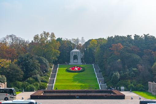 Nanjing City, Jiangsu Province, China - November 3rd2019: Photo of Tourist Scenery of Martyrs Memorial Park