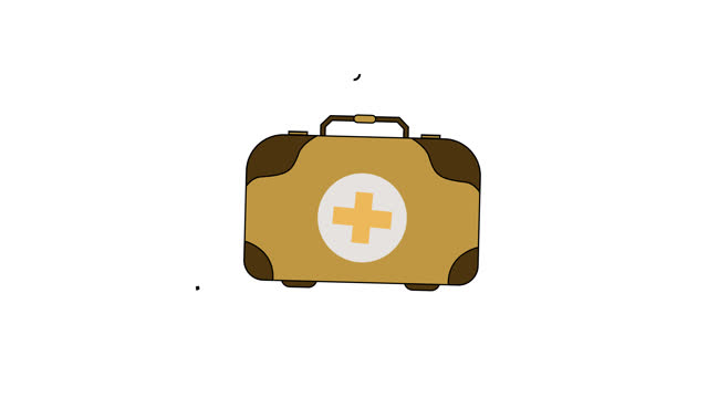 medical box animation icon video. first aid illustration vintage design graphic looping motion