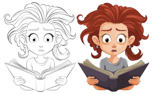 Vector illustration of From black and white to color, a reader's surprise