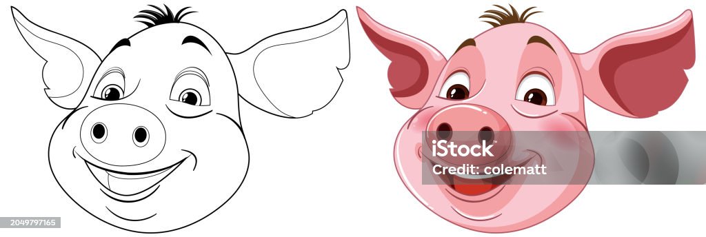 Two Character Pigs Two Smiling Pig Characters In Vector Style Stock Illustration ...