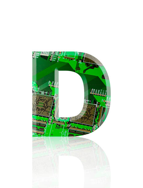 istock Isolated shot of three-dimensional circuit board alphabet letter D on white background 2049799763