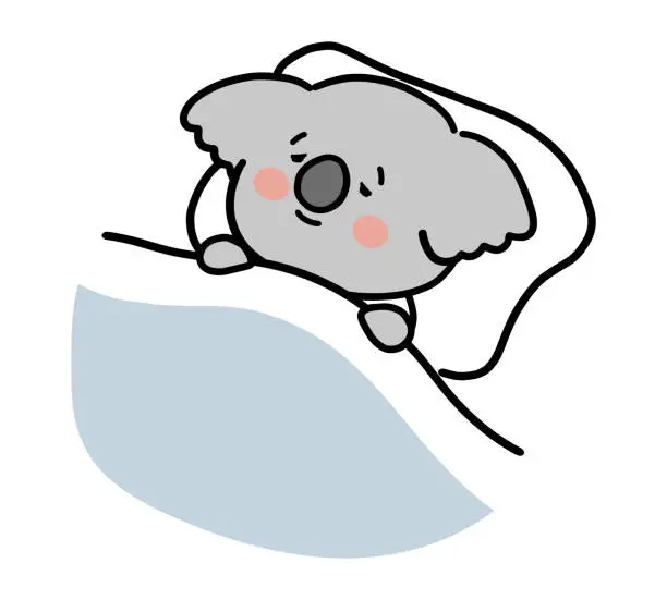 Vector illustration of Cute koala character sleeping soundly