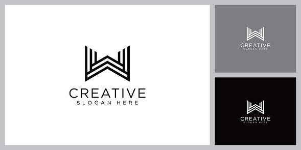 W Letter  concept. Creative Minimal emblem design template
