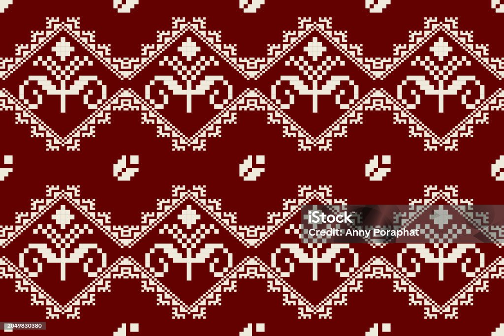 Pixel Ethnic Oriental Pattern Traditional Design For Clothing Fabric ...