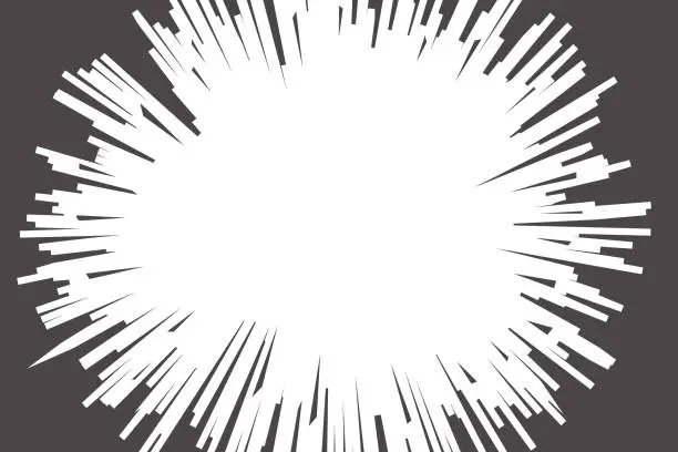 Vector illustration of Manga speed lines effect. Anime comic radial burst background. Light rays power splash. Vector black stripes abstract perspective template.