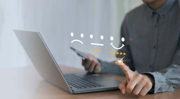 istock Customers rate service provider satisfaction through the application. The service experience in the online application will assess the quality of the service. 2049884062