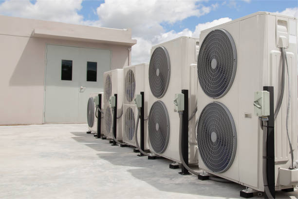 air condition outdoor unit compressor install outside the building.