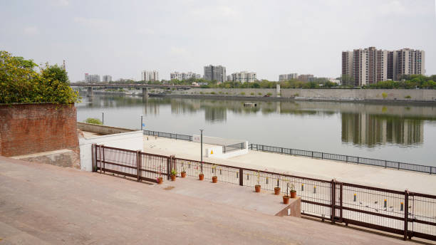Ahmedabad, India - March 21 2023: View of Sabarmati river from Sabarmati ashram at Ahmedabad.