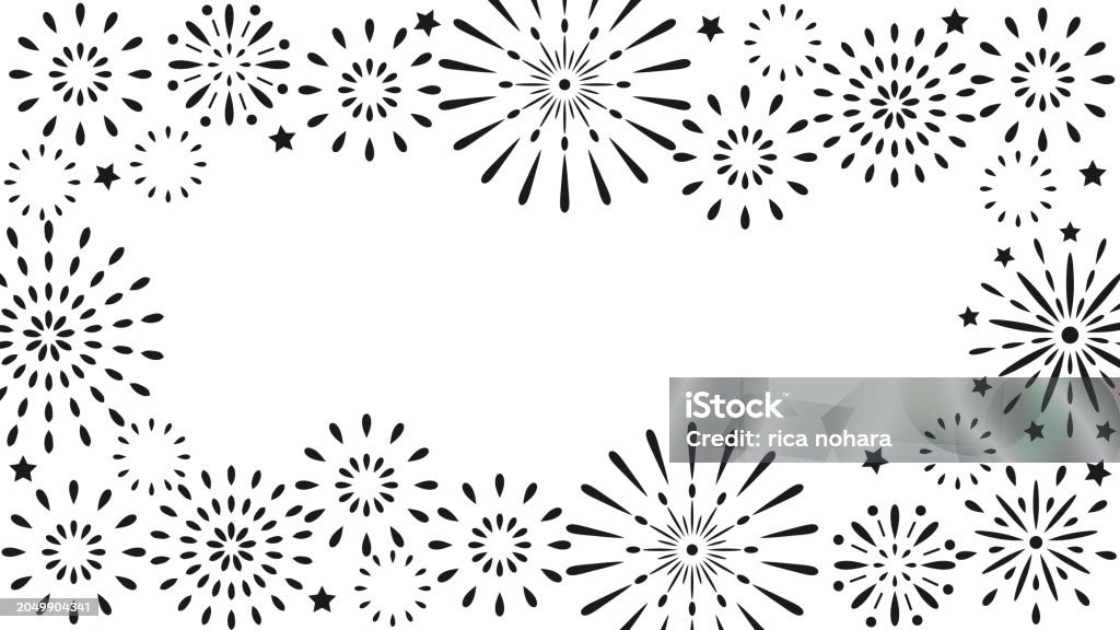 Firework Design Frame Illustration Card With Fireworks Arranged In A Frame Style Stock ...