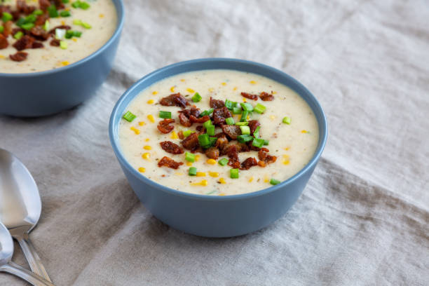 istock Homemade Corn Chowder with Bacon in Bowls, side view. 2049944464