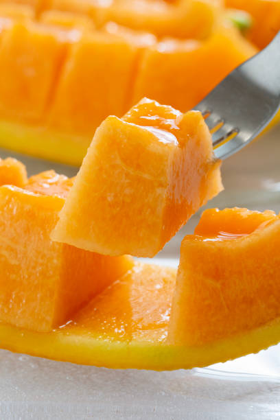 istock Ripe red meat melon, Japanese red Yubari melon 2049990689