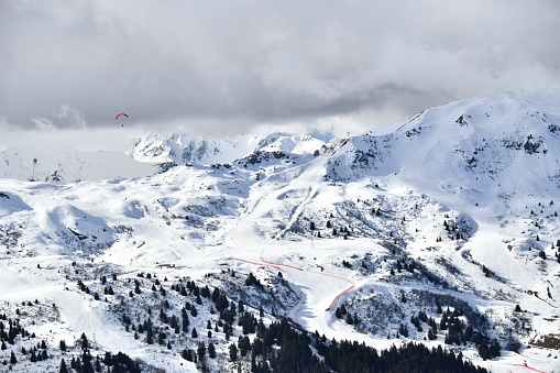 Winter scenery of ski slopes