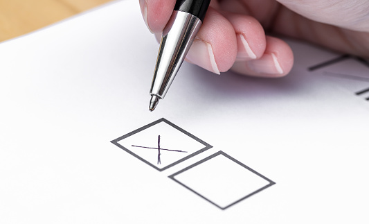 Mark the box on the paper with a cross and vote in the elections