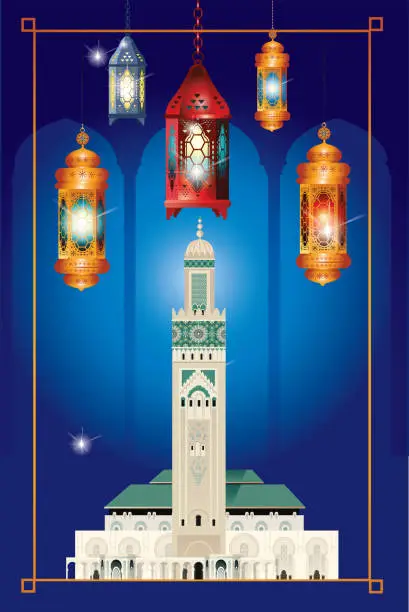 Vector illustration of Ramadan And Hassan II Mosque
