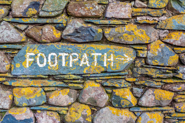 Public footpath sign in the English Lake District, England, UK.