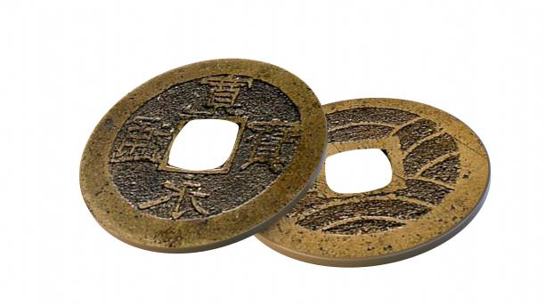 japanese mon currency and these are worth 4 mon - edo period imagens e fotografias de stock