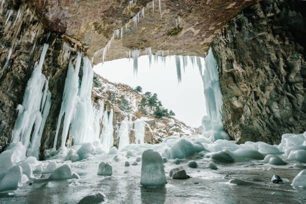 The blue glacier is in the cave