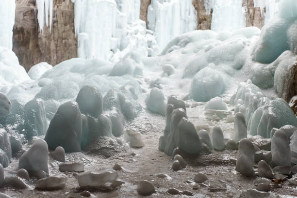 The blue glacier is in the cave