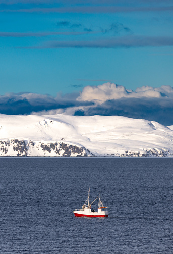 Beautiful fjord landscape in winter.