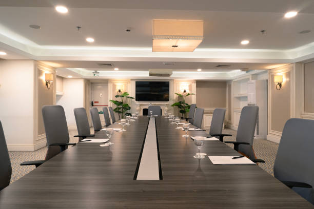 istock Luxury and modern meeting room and table 2050127021