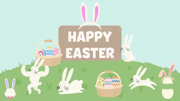 Vector illustration of Happy Easter Elements