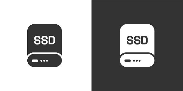 SSD icon. Solid icon that can be applied anywhere, simple, pixel perfect and modern style
