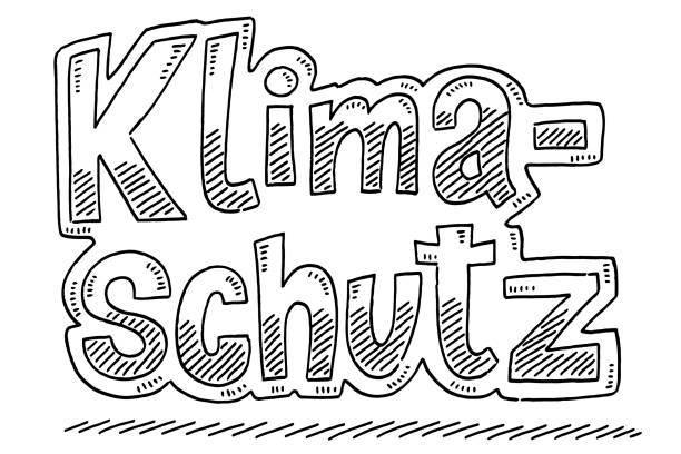 klimaschutz немецкий текстовый рисунок - klimaschutz stock illustrations