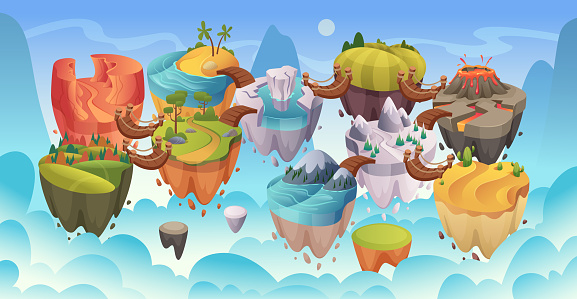 Map Ui Game Level Level Map Game Ui Landscape With Waterfalls Lakes And Mountains Exact ...