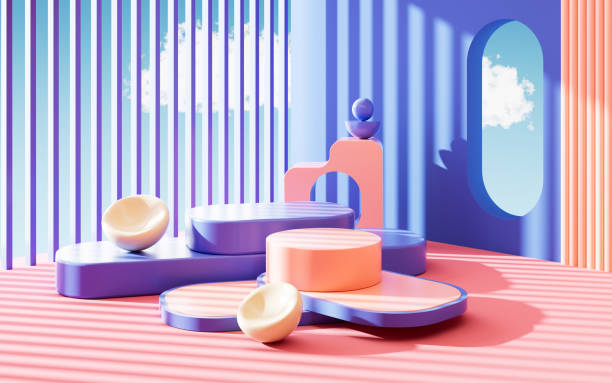 istock Abstract geometric architecture and empty stage, geometric figure, indoor light and shadow, 3d rendering. 2050163280