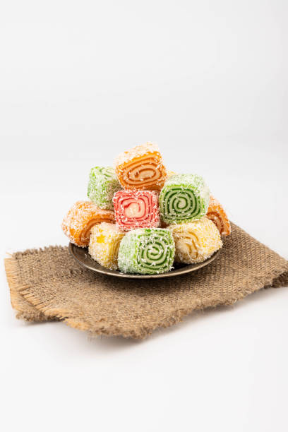 istock Traditional Turkish delight isolated on white background. Close up. 2050167601