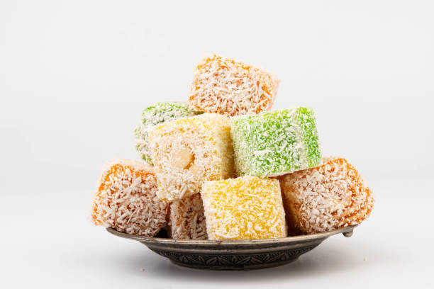 istock Traditional Turkish delight isolated on white background. Close up. 2050167619