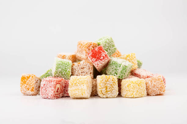 istock Traditional Turkish delight isolated on white background. Close up. 2050168142