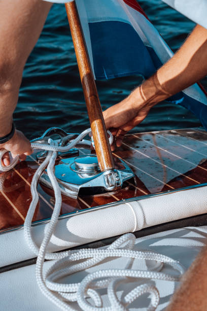 istock Knotting on the Deck of a Boesch 580 boat 2050169741