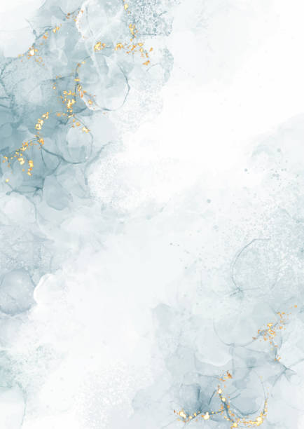 istock Elegant hand painted alcohol ink background with gold glitter 2050215163