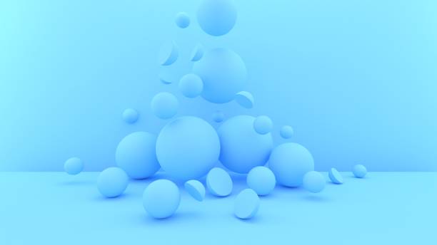 istock 3d bubbles background. Balls. Spheres. Abstract wallpaper. Geometric objects. Trendy modern illustration. 3d rendering. Falling shapes. Minimal style. Pastel blue. 2050223185