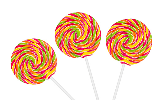 Colorful candies, lollypop on black background, multicolored candies.