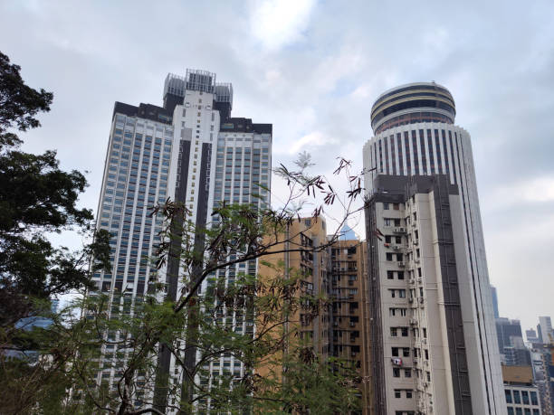 Hopewell Centre 1, height 222 mt, and the under construction Hopewell Centre 2, height 210 mt in Wan Chai district, Hong Kong.