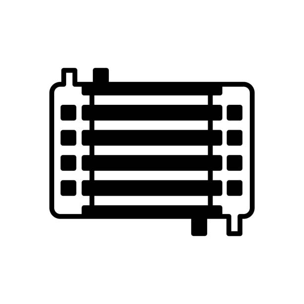 nano-wärmetauscher-symbol im vektor. logo - heat exchanger stock-grafiken, -clipart, -cartoons und -symbole