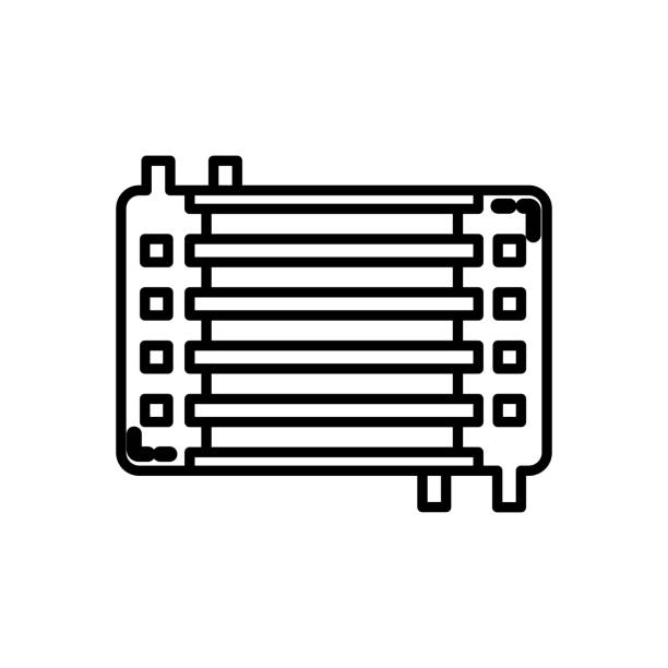 nano-wärmetauscher-symbol im vektor. logo - heat exchanger stock-grafiken, -clipart, -cartoons und -symbole