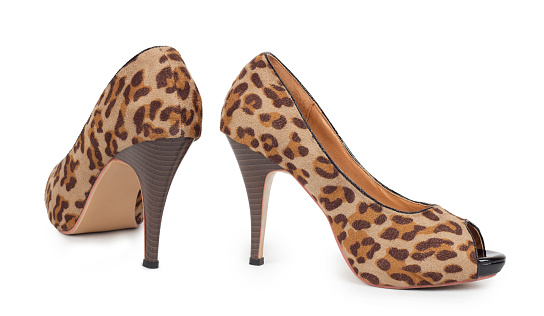 Leopard High Heels isolated on white background
