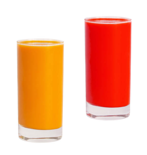 orange and grapefruit juices in glass glasses