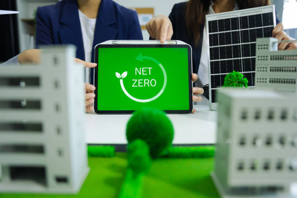 istock Businessman working virtual modern computer to reduce CO2 emissions carbon footprint climate change to limit global warming.Sustainable development and innovation green business concept. 2050259789