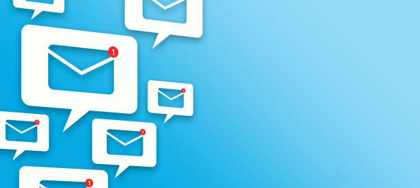 istock New email notification banner over blue background and copy space. 2050264059